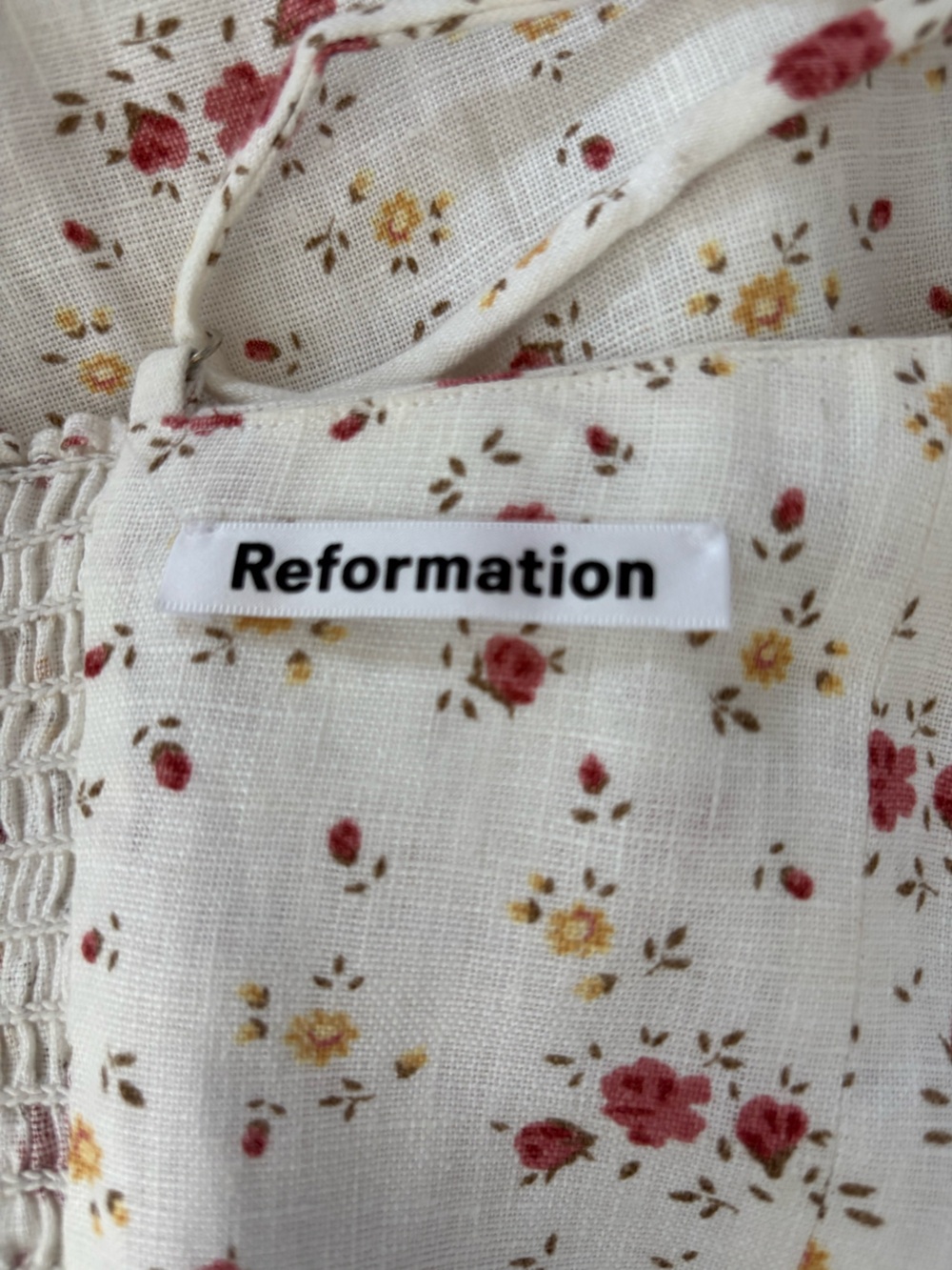 Reformation Kiernan Linen Ruffle Hem Mini Dress Floral Print Size 6 NWOT - Picture 11 of 12